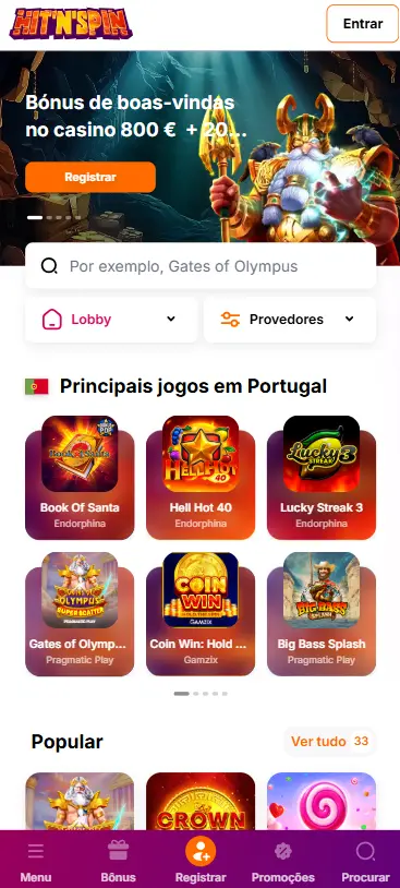 Logo Hitnspin casino com slots Pragmatic Play